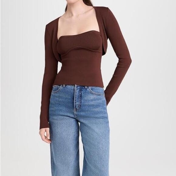 NEW! $128 SOLID & STRIPED shrug cropped open front sweater top XL - Picture 6 of 10